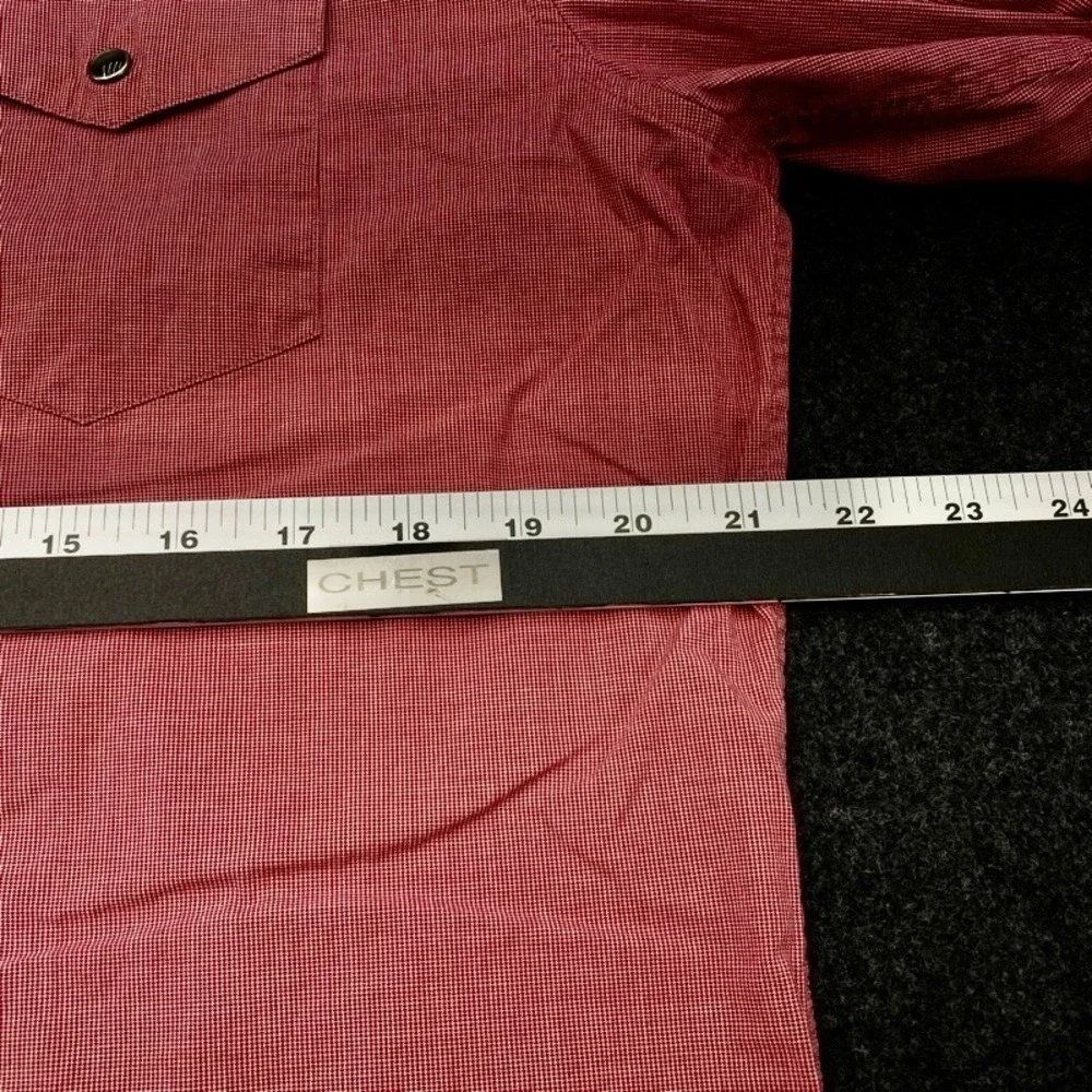 Banana Republic Western Shirt Mens Large Red Slim Fit Micro Check Snap Button